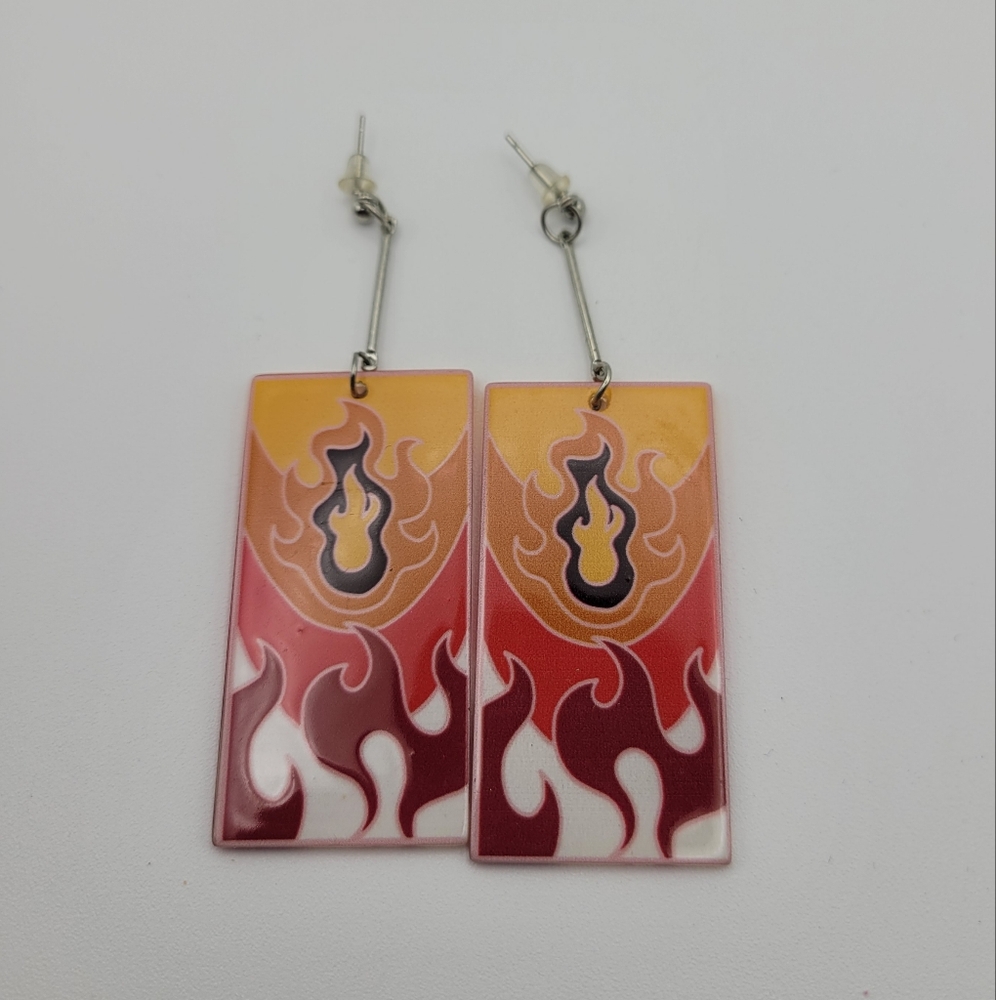 Flame Design Rectangular Earrings